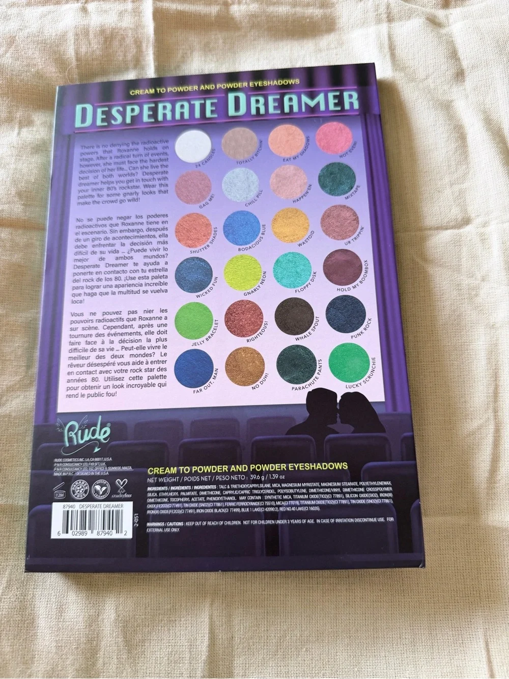 Rude Cosmetics Desperate Dreamer 24-Color Eyeshadow Palette 80s Pop Edition NIB